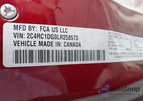 2020 Chrysler Voyager Lxi из США, поврежденный, VIN 2C4RC1DG0LR258573